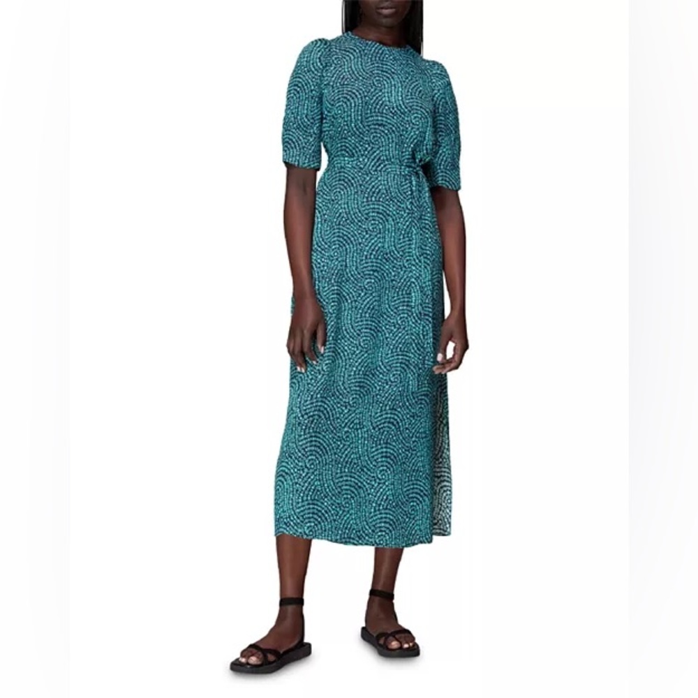 Whistles Daisy Waves Cutout Midi Dress